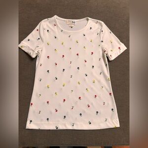 VTG 70s Country Floral Stitched T Shirt Blouse Cottagecore Coquette Size S/M